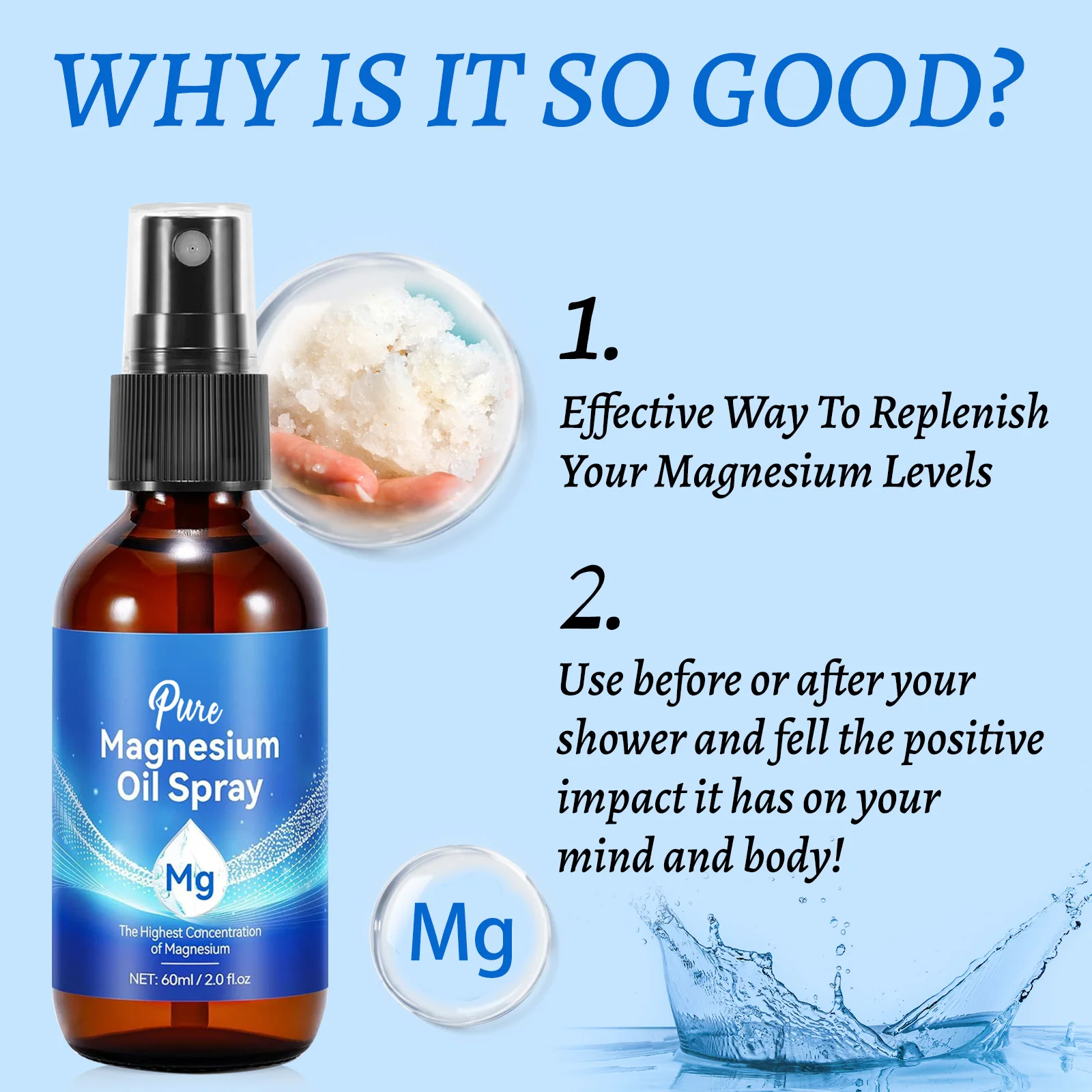 마그네슘 오일 스프레이 60ml 근육 이완 수면 개선  - Bath Salts Magnesium 리뷰 및 가격